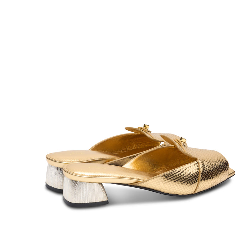 Kyra Sandals with Lock in Gold