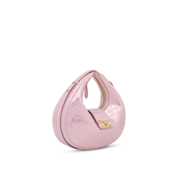 Luna in Croc Print Metallic Pink
