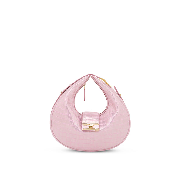 Luna in Croc Print Metallic Pink