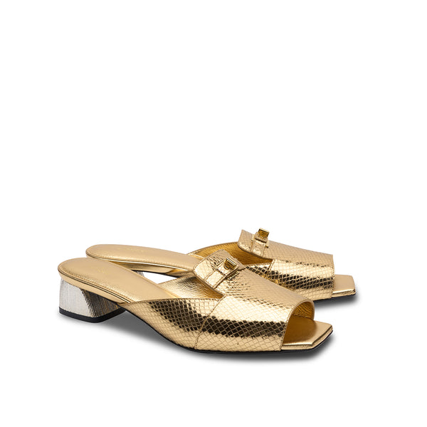 Kyra Sandals with Lock in Gold