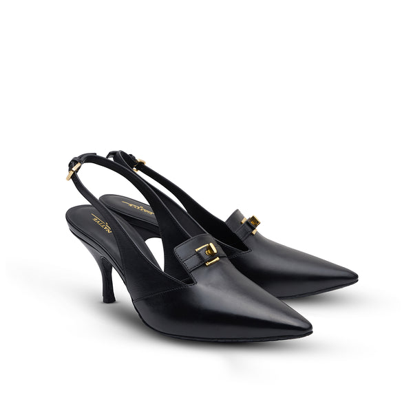 Mules Mai with Lock in Black