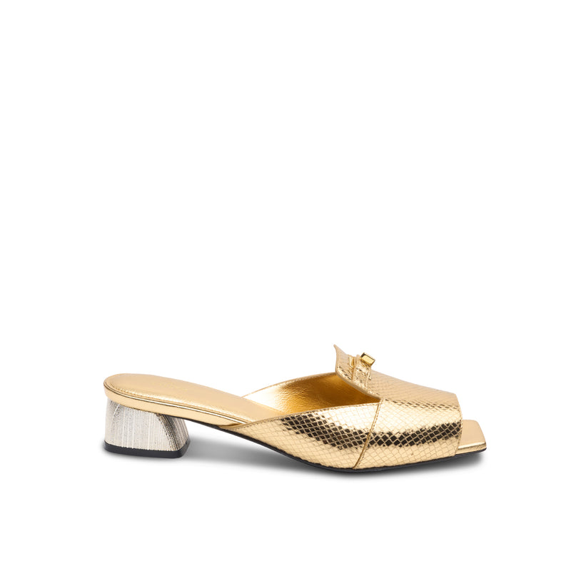 Kyra Sandals with Lock in Gold