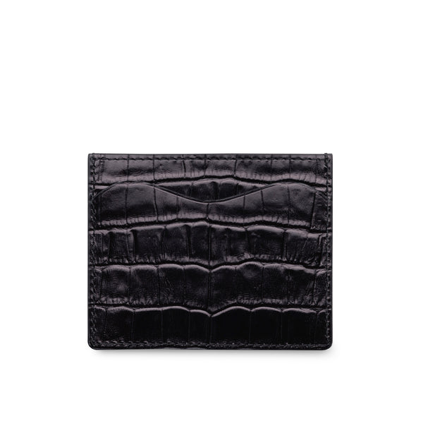 Credit Card Holder in Black (Crocodile Effect)