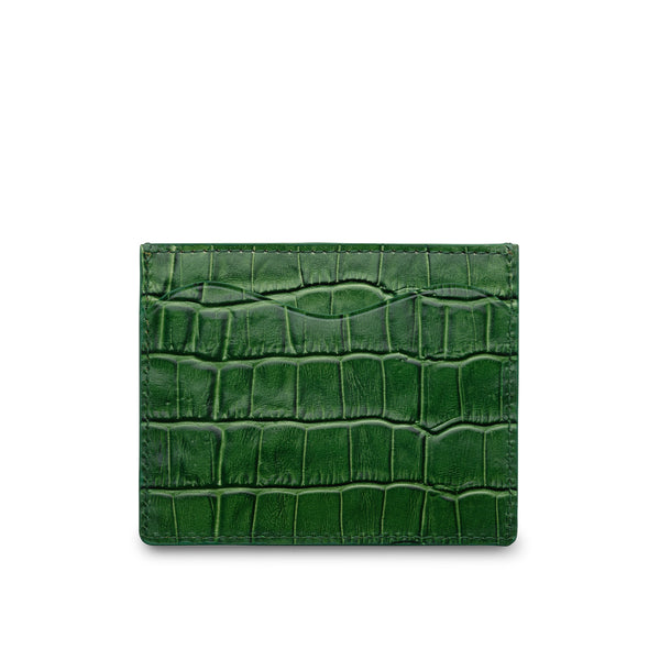 Credit Card Holder in Green (Crocodile Effect)