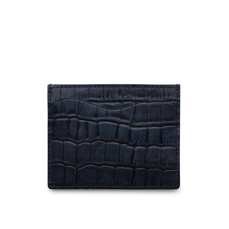 Credit Card Holder in Denim (Crocodile Effect)