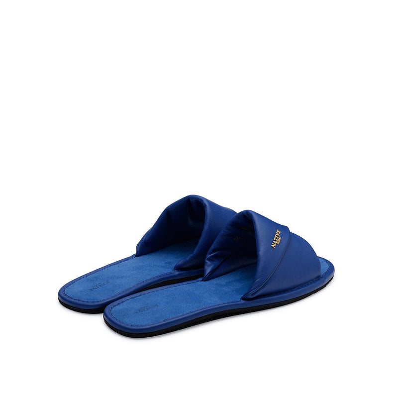 Leather Slides in Majestic Blue