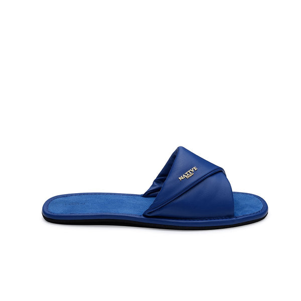 Leather Slides in Majestic Blue