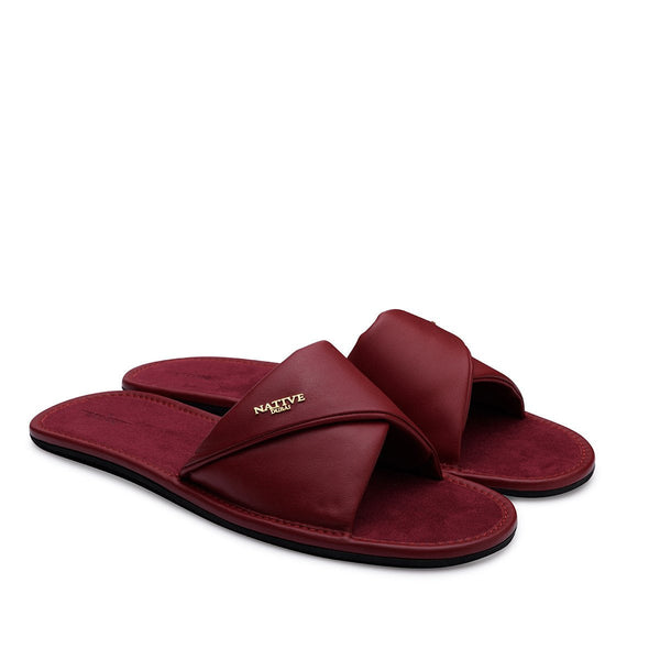 Leather Slides in Scarlet