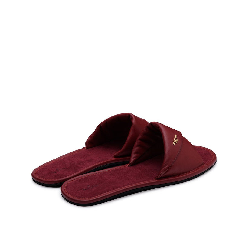 Leather Slides in Scarlet
