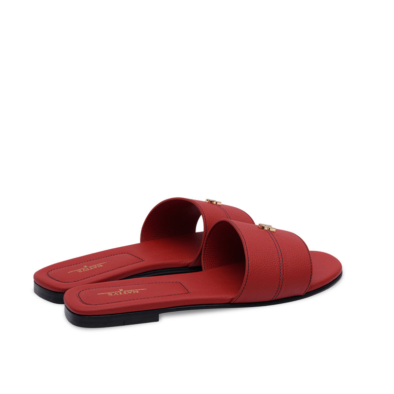 Sandals w/ Stitching in Red