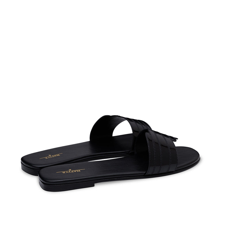Step Up Flat Sandals in Black (Out of Stock)