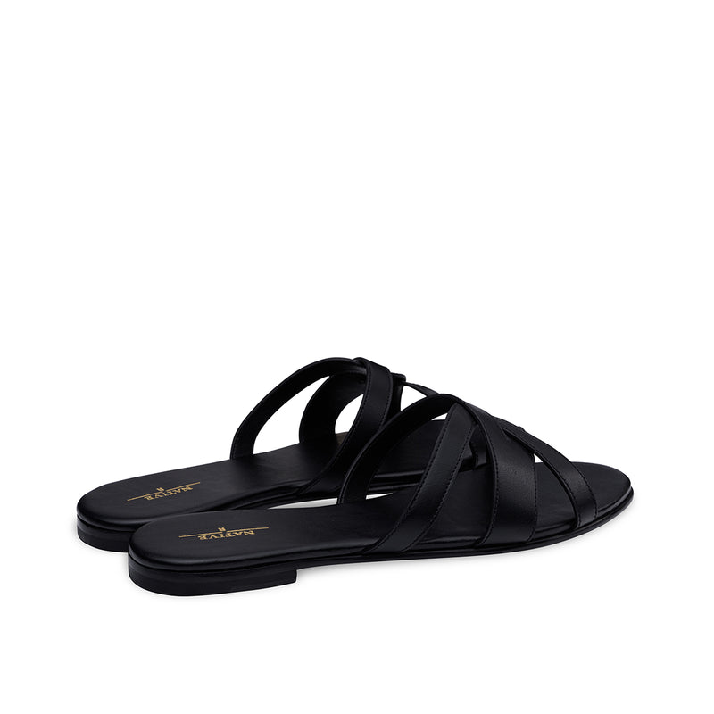 Twisted Flat Sandals in Black