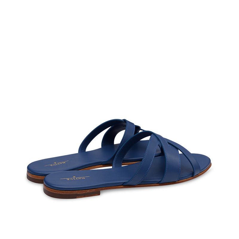 Twisted Flat Sandals in Blue