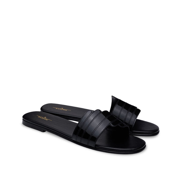 Step Up Flat Sandals in Black (Out of Stock)