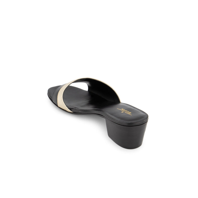 Wavy Sandals in Black w/ Metallic Gold
