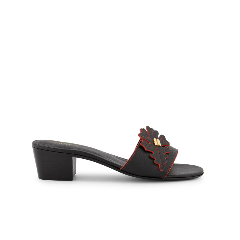 Leaf Sandals in Black & Red Edge